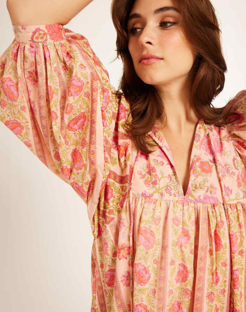 Daisy Dress in Desert Bloom with Billowy Sleeves and Tassel Ties - Visit Nifty Mille 
