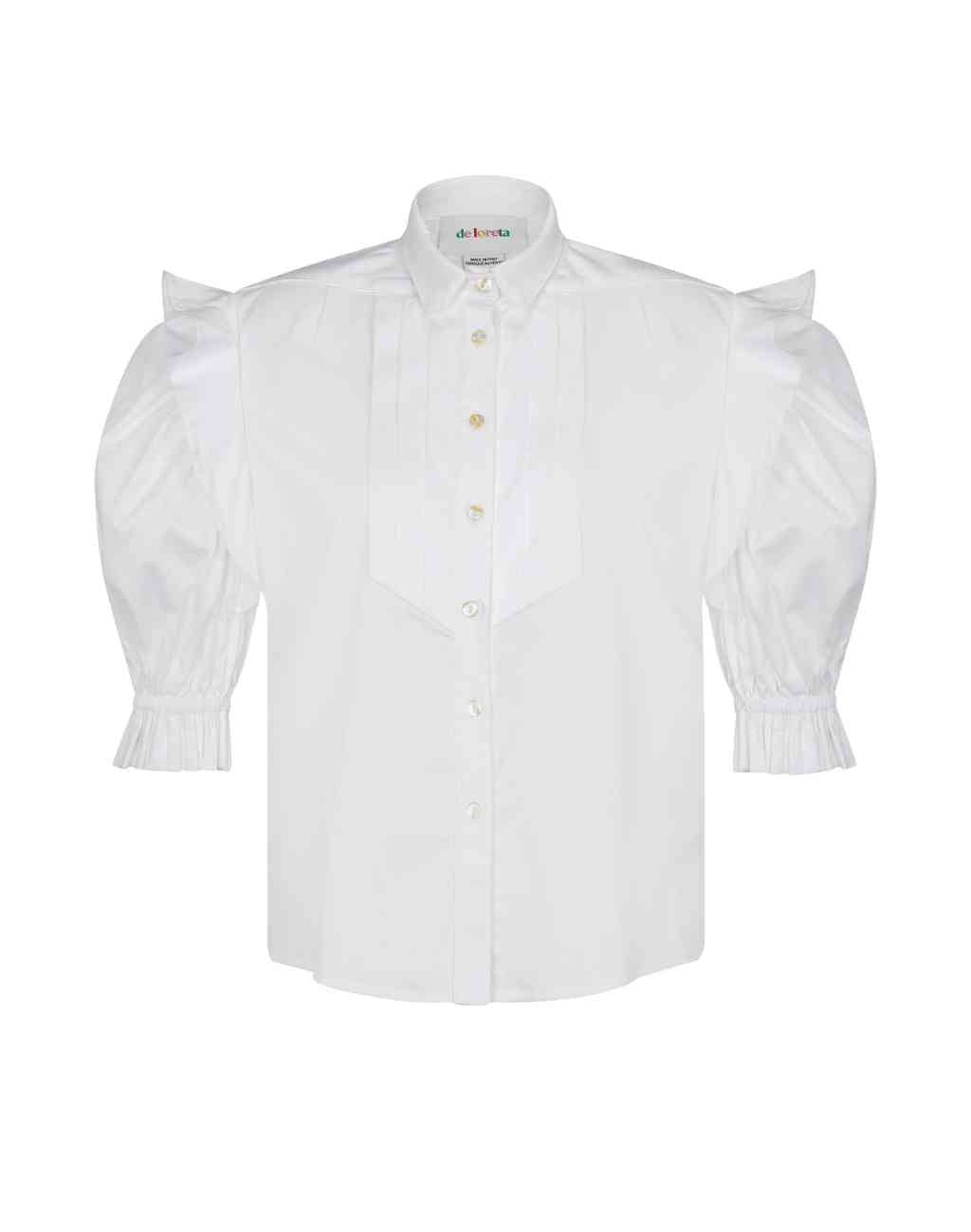Chia Blouse with Pleated Front Placket and Puffed Sleeve with Ruffle - Visit Nifty De Loreta 