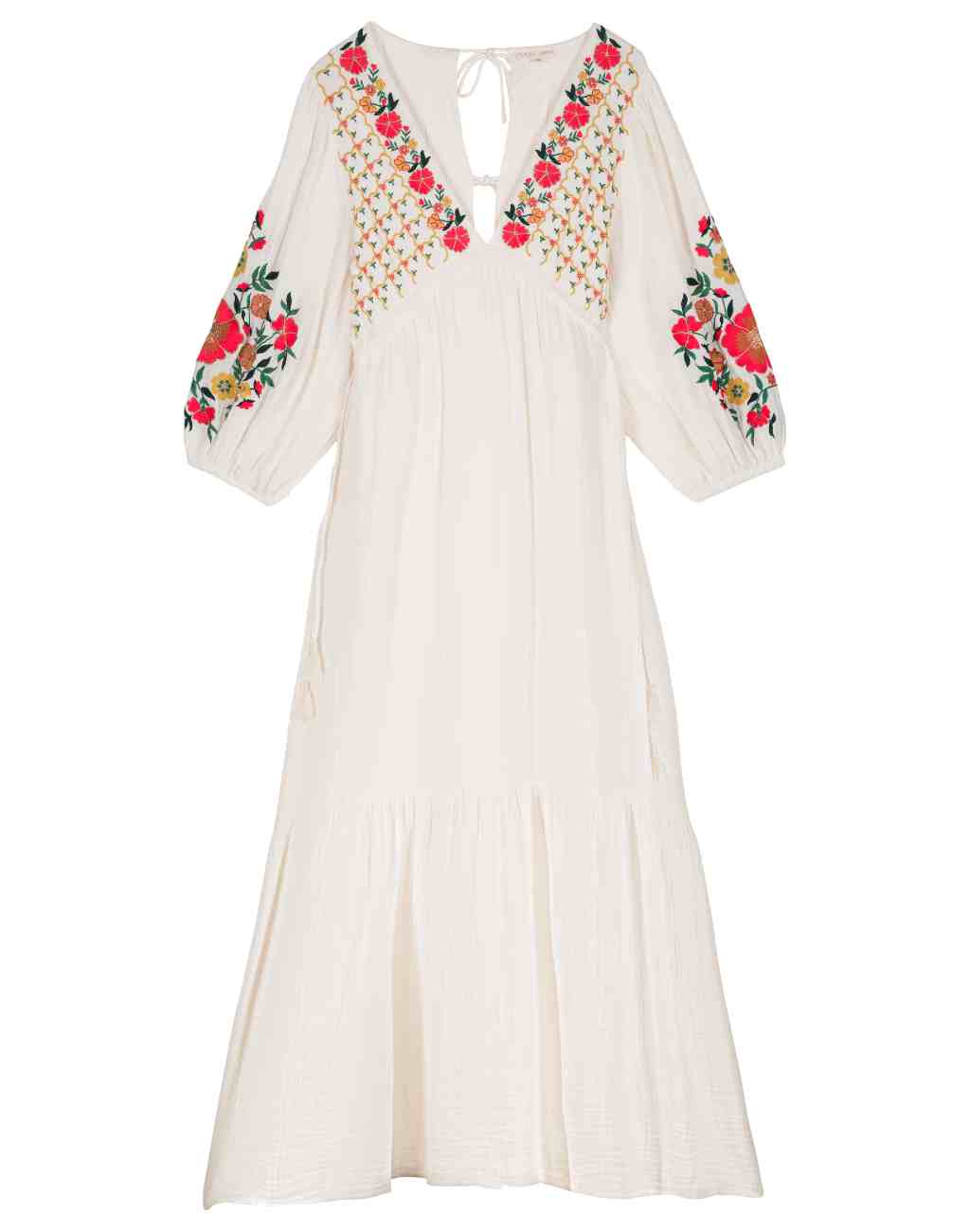 Bali Maxi Dress with Colorful Embroidery