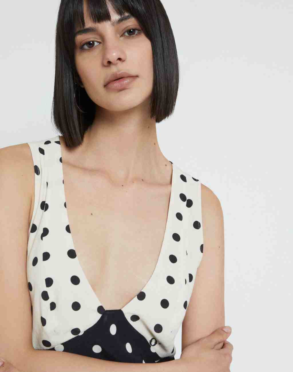 Polka Dot Print Midi Slip Dress