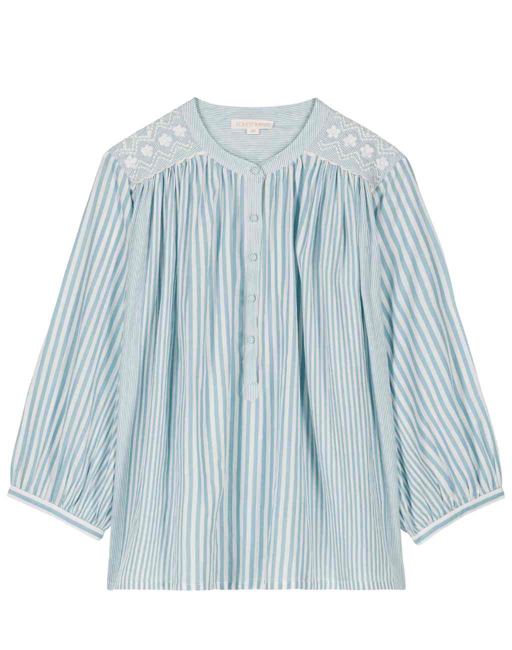 Striped Jeannali Blouse with Embroidery