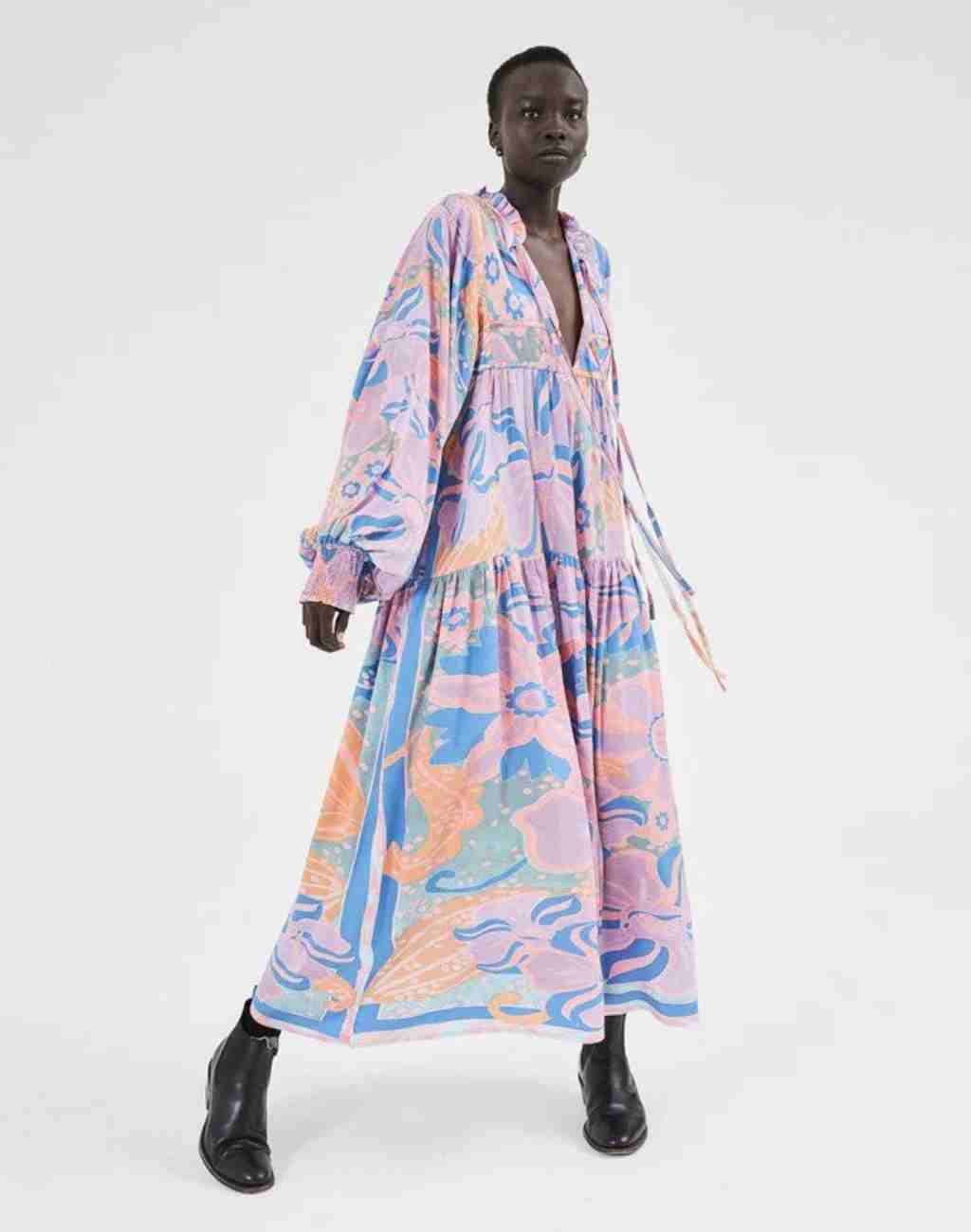 Elton Santorini Maxi Dress in Colorful Print