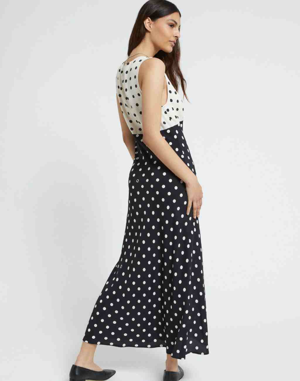 Polka Dot Print Midi Slip Dress