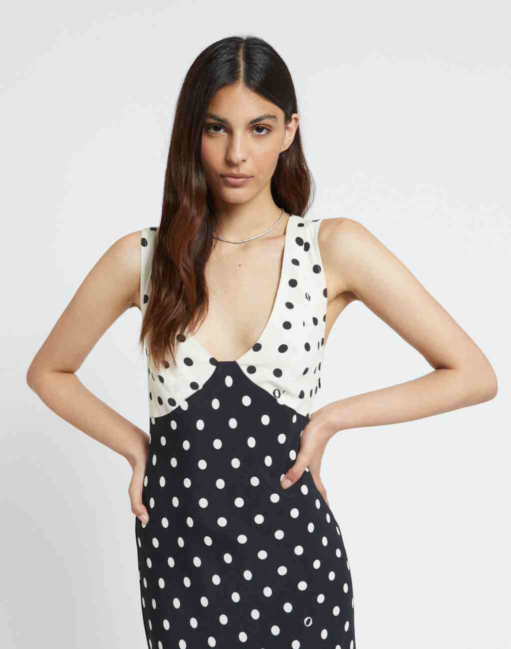 Polka Dot Print Midi Slip Dress