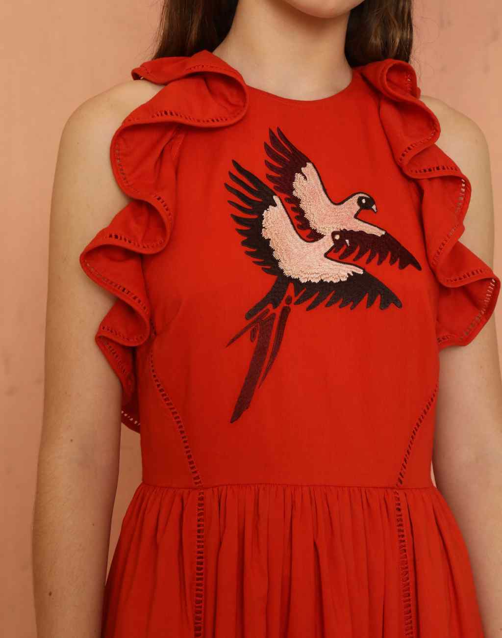 Malibu Maxi Dress with Embroidered Bird Motif - Visit Nifty Vero Alfie 