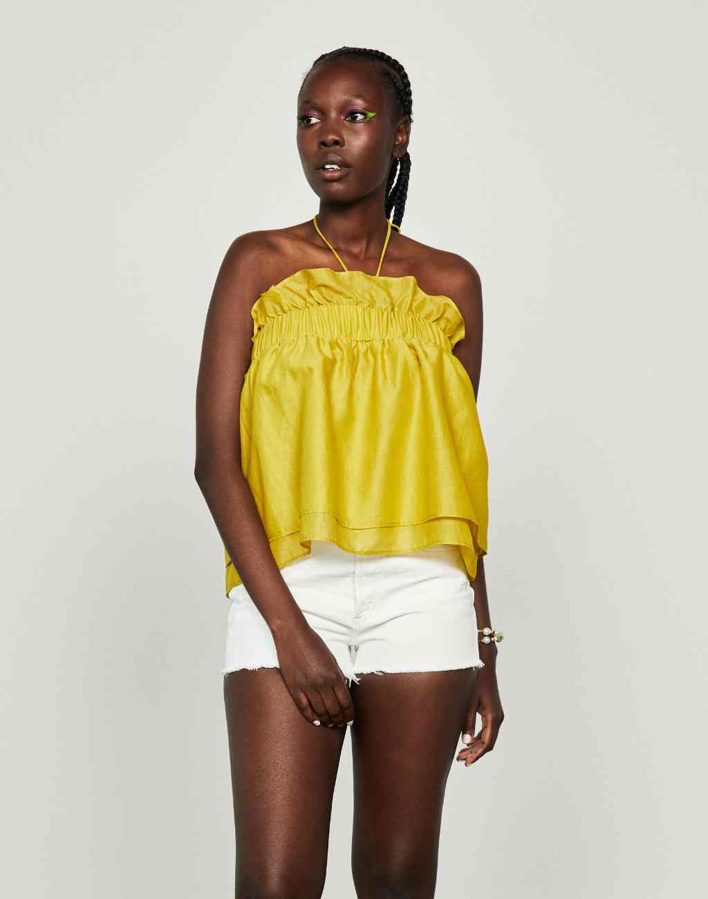 Strapless Poole Top | Neck Tie With Beads