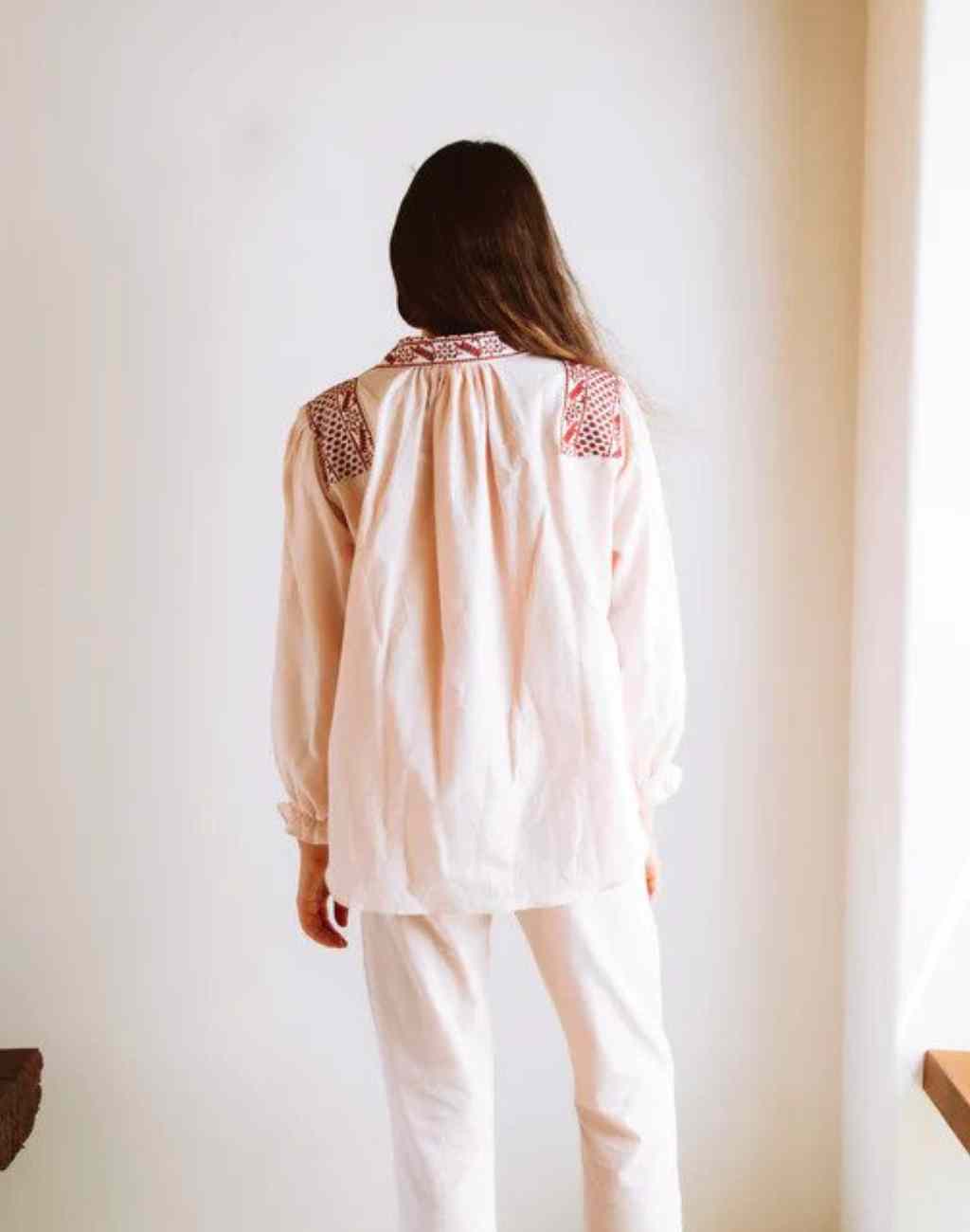 Textured Cotton Shirt with Embroidery Details - Visit Nifty JoSephine 