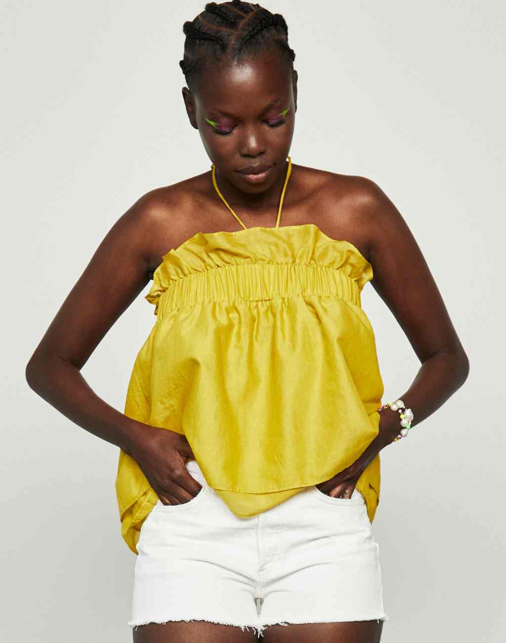 Strapless Poole Top | Neck Tie With Beads