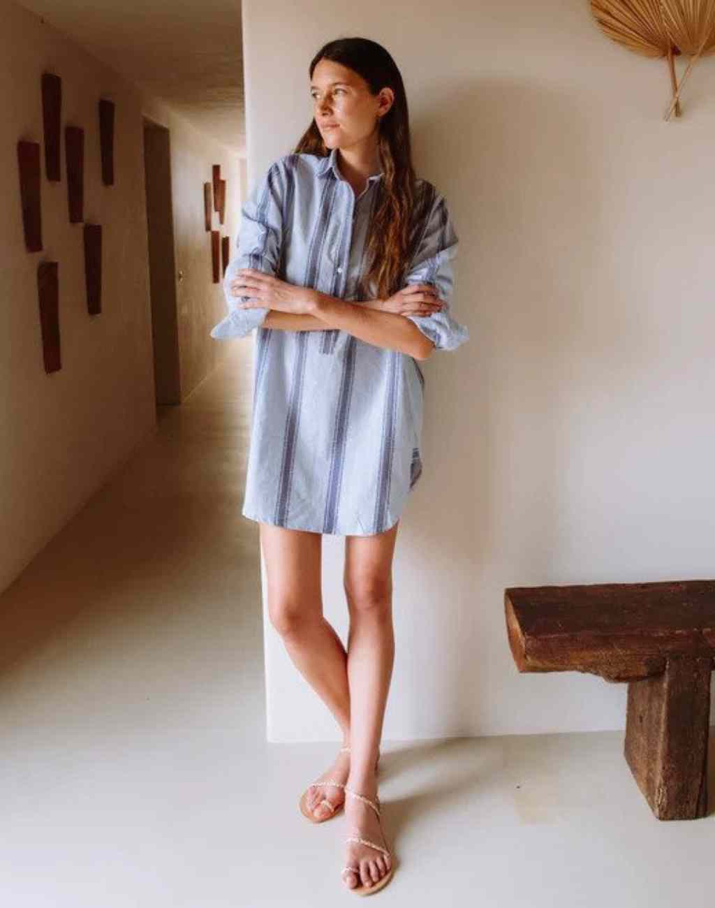 Blue Striped Mini Shirtdress - Visit Nifty JoSephine 