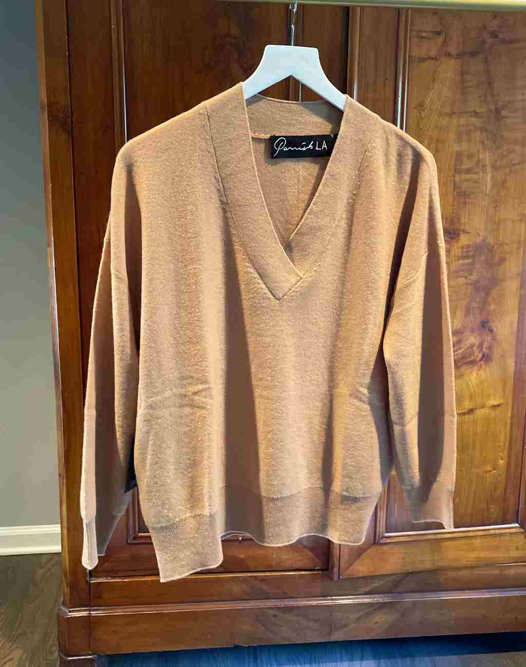 Cashmere Courtney Sweater with V-Neck in Camel - Visit Nifty ParrishLA 