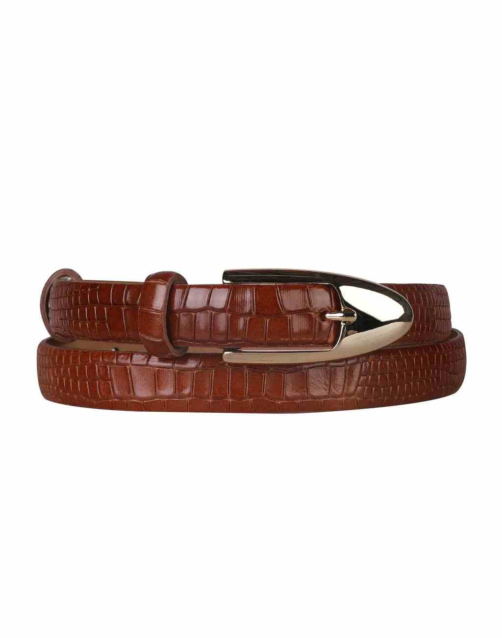 Novinska Croc Effect Leather Belt in Cognac - Visit Nifty Novinska 