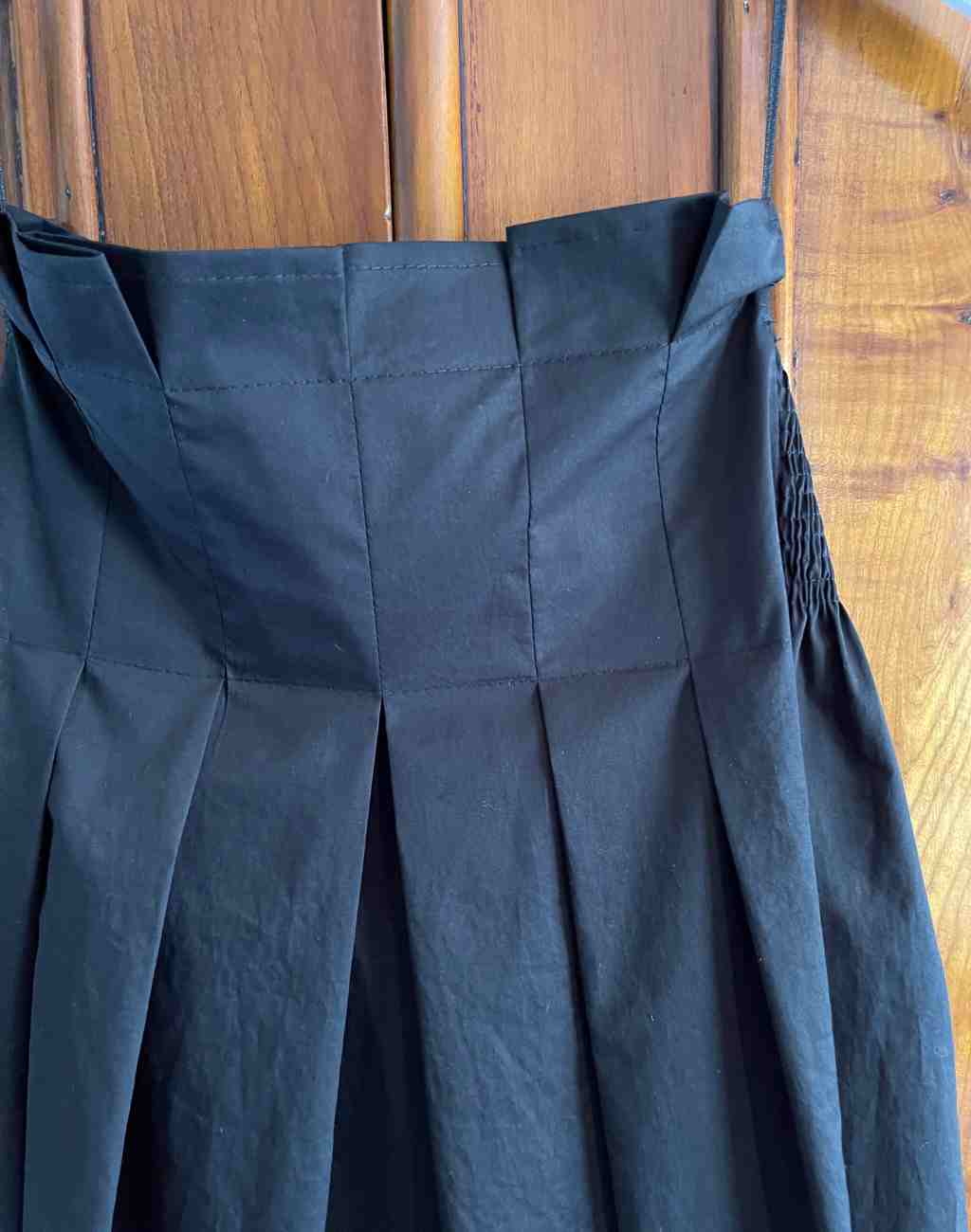 Precious Black Charlotte Skirt with Smocked Back and Pleated Front - Visit Nifty Monica Nera 