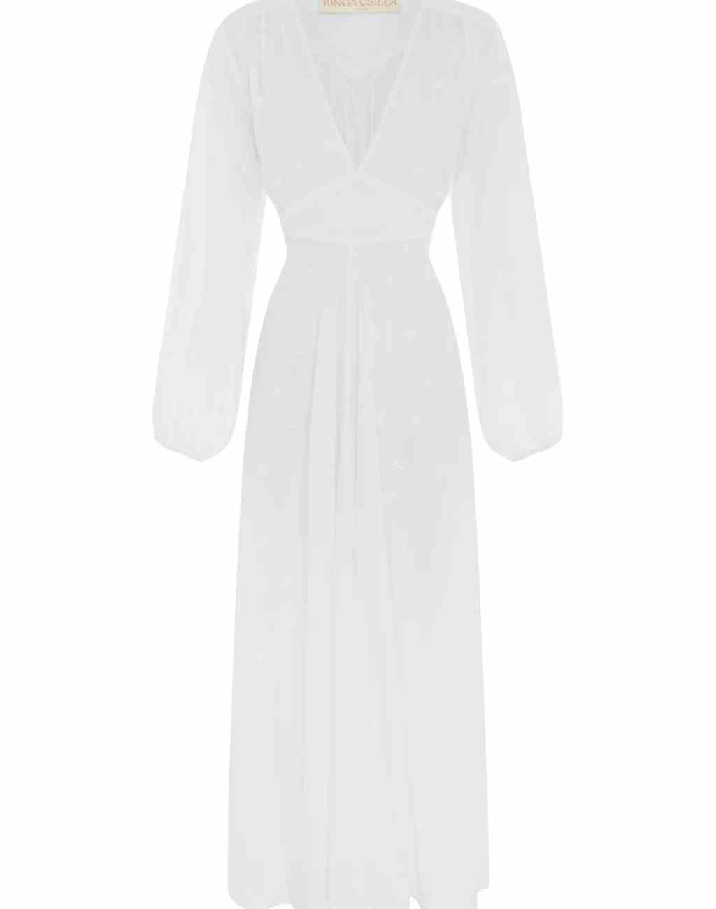 Asri Dreamer White Maxi Dress with Sun and Moon Embroidered Motifs