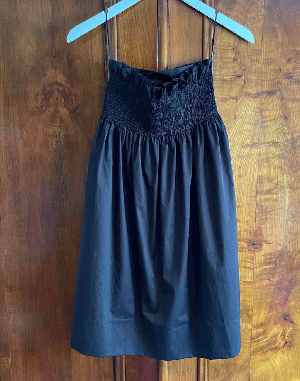 Precious Black Charlotte Skirt with Smocked Back and Pleated Front