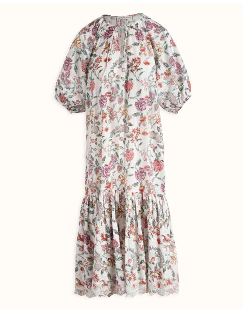 Seersucker Floral Blockprint Clemmie Midi Dress