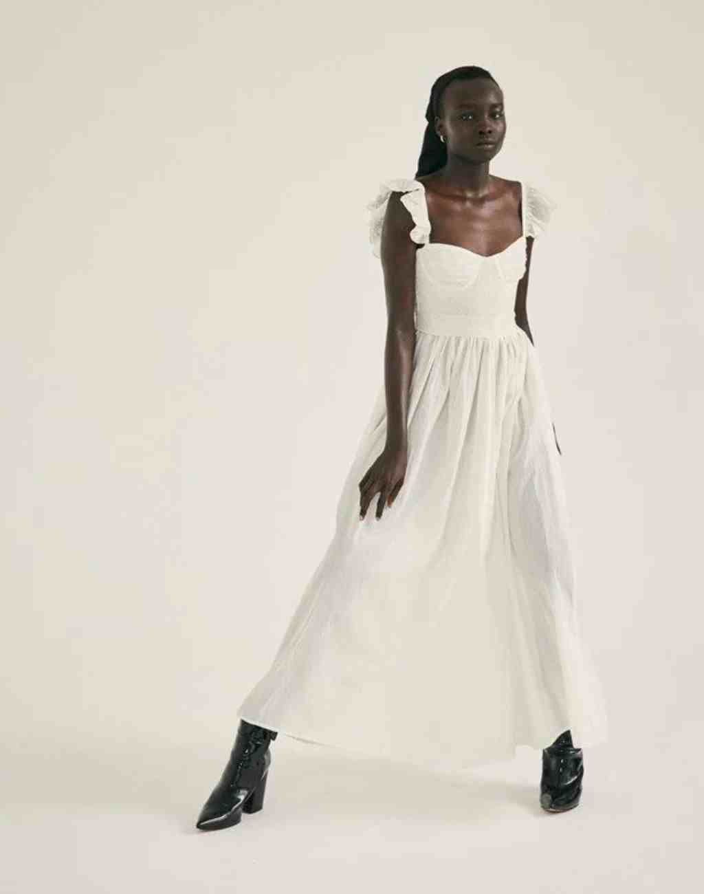 Rae Mode Maxi Dress Gray and White Horizontal Stripes Stretch Womens Size  Medium