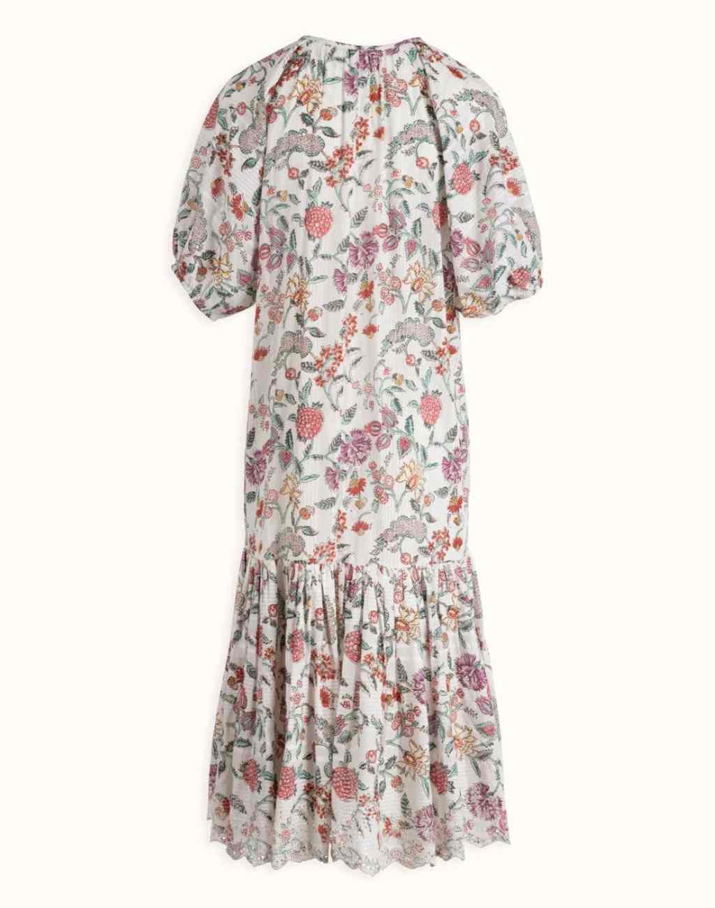 Seersucker Floral Blockprint Clemmie Midi Dress