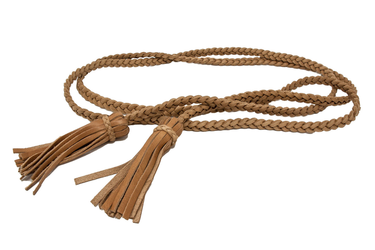 Woven thin belt-fringe tassels-one size-multiple options for tying-genuine Argentinian leather-handmade by artisans