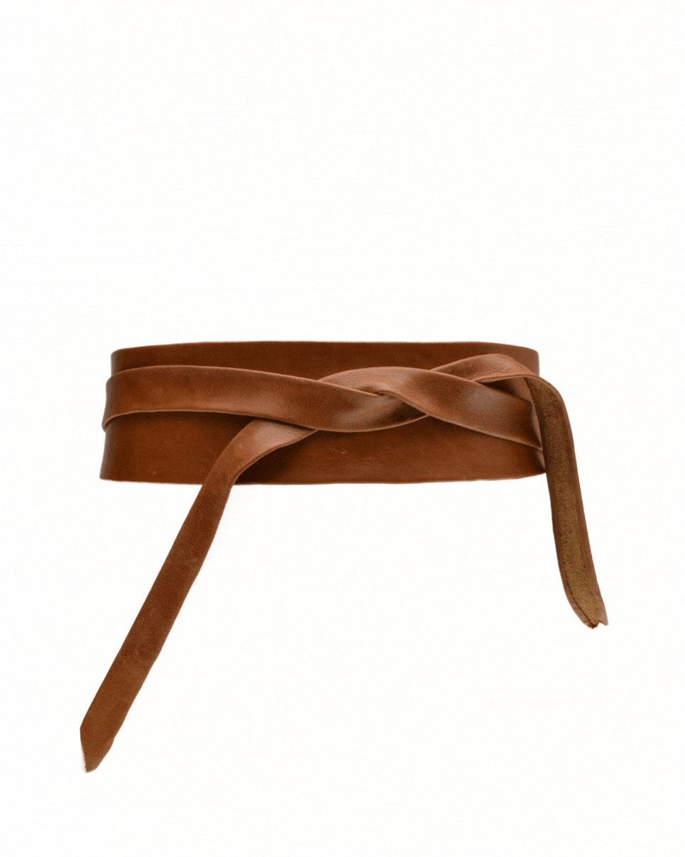 Wrap Belt in Perfect Neutral Cognac Color | Genuine Argentinian Leather | Handmade by Artisans